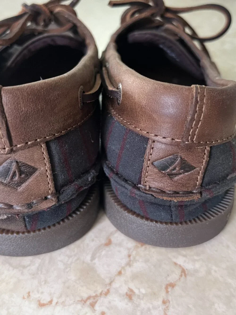 NWOB Sperry Top Sider Mens Sz 7.5 AO Ltd Edition Plaid Oil Cloth and Leather